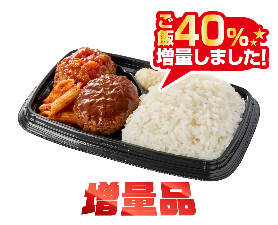 ２色ソースのハンバーグ弁当増量版