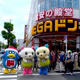ドンペンとMEGAドン・キホーテ東名川崎店、メローとコスミンも一緒