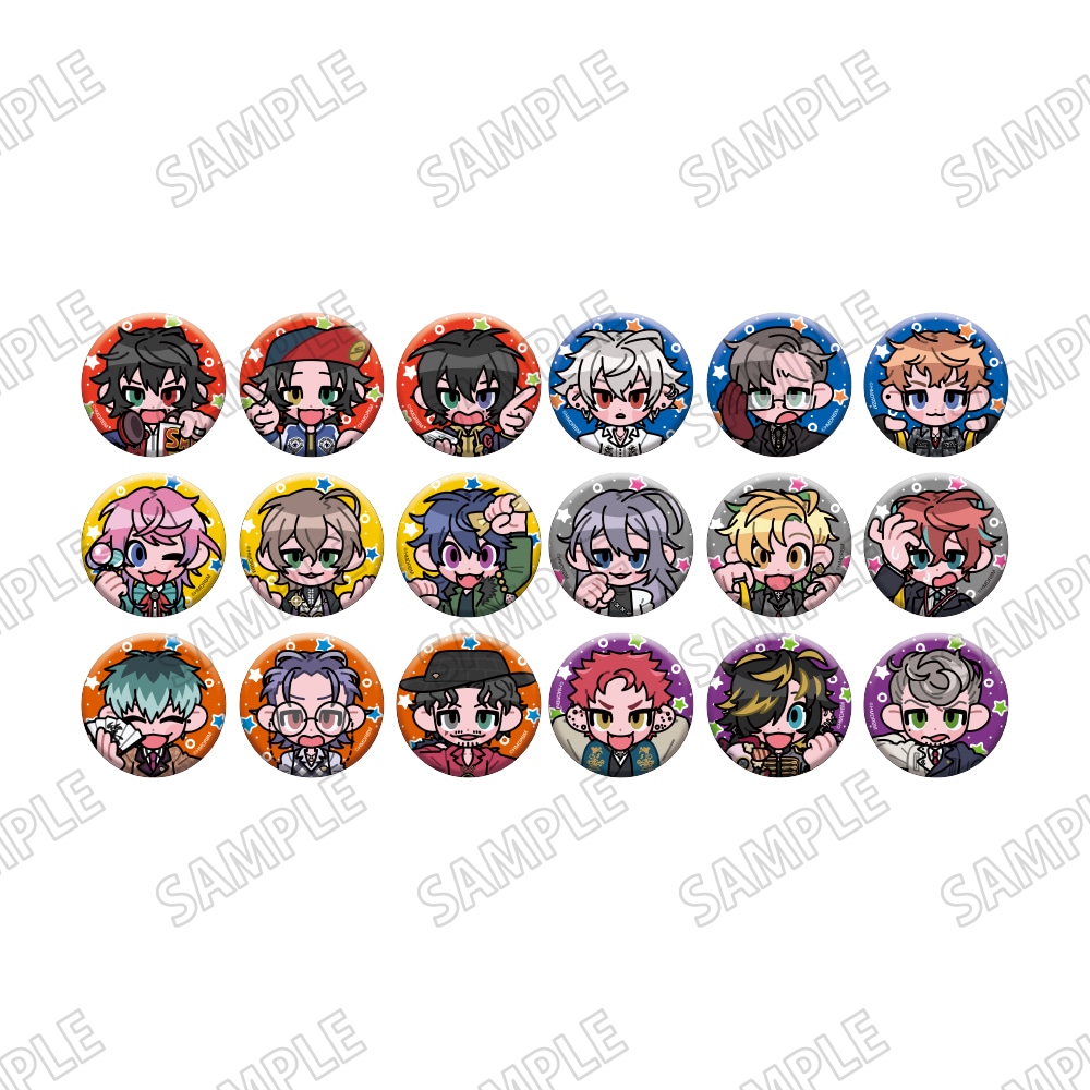 ヒプノシスマイク ミニキャラ缶バッジコレクション（全18種）各495円（税込）※ブラインド仕様