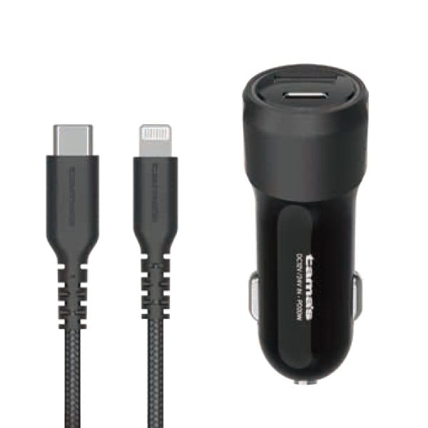 2ポート急速充電カーチャージャータフケーブル付きC to L